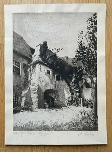 Karl Tucek "Alter Hof ; Wachau Org.Rad". Motiv:24,4x33,8 cm. Blat: 29,4x40 cm. - Picture 1 of 3