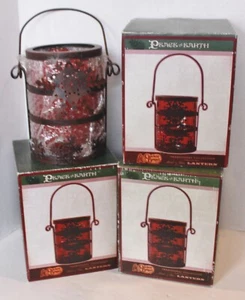 NIB Set 3 Cracker Barrel Traditional Collection Metal Glass Snowflake Lanterns - Picture 1 of 11
