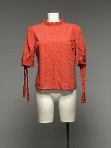 Ex Primark Krawatte Ärmel verbrannt orange Farbe Bluse Damen Kuchen Kruste Hals Größe 12 - Bild 1 von 5