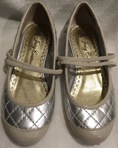Authentic Girls Juicy Couture Tan/Silver Leather Patent Charmed Adorable Size 12 - Picture 1 of 9