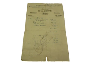 Recibo de compra para Ford Modelo T 1924 1924 S. W. Lewis Statesboro Ga Ford - Imagen 1 de 3