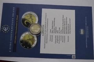 🧠🇮🇪 IRELAND 2 EURO 2016 HIBERNIA BIMETAL HIGH GRADE WITH COA B79 #68 BX7 - Picture 1 of 4