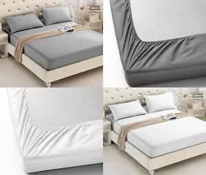 LENZUOLO ADERENTE 600 FILI 100% LENZUOLA LETTO COTONE EGIZIANO DOPPIA TAGLIA KING - Foto 1 di 36