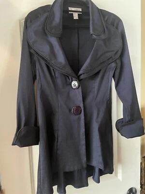 joseph ribkoff talla 10 chaqueta azul marino una línea chaqueta con ribete negro Foto 1 de 4