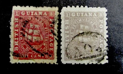 Sello de Guayana Británica nystamps # 53 54 usado D5y812 Foto 1 de 2