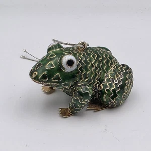 Enameled Brass Frog Ornament Cloisonne Style 2.75" - Picture 1 of 9