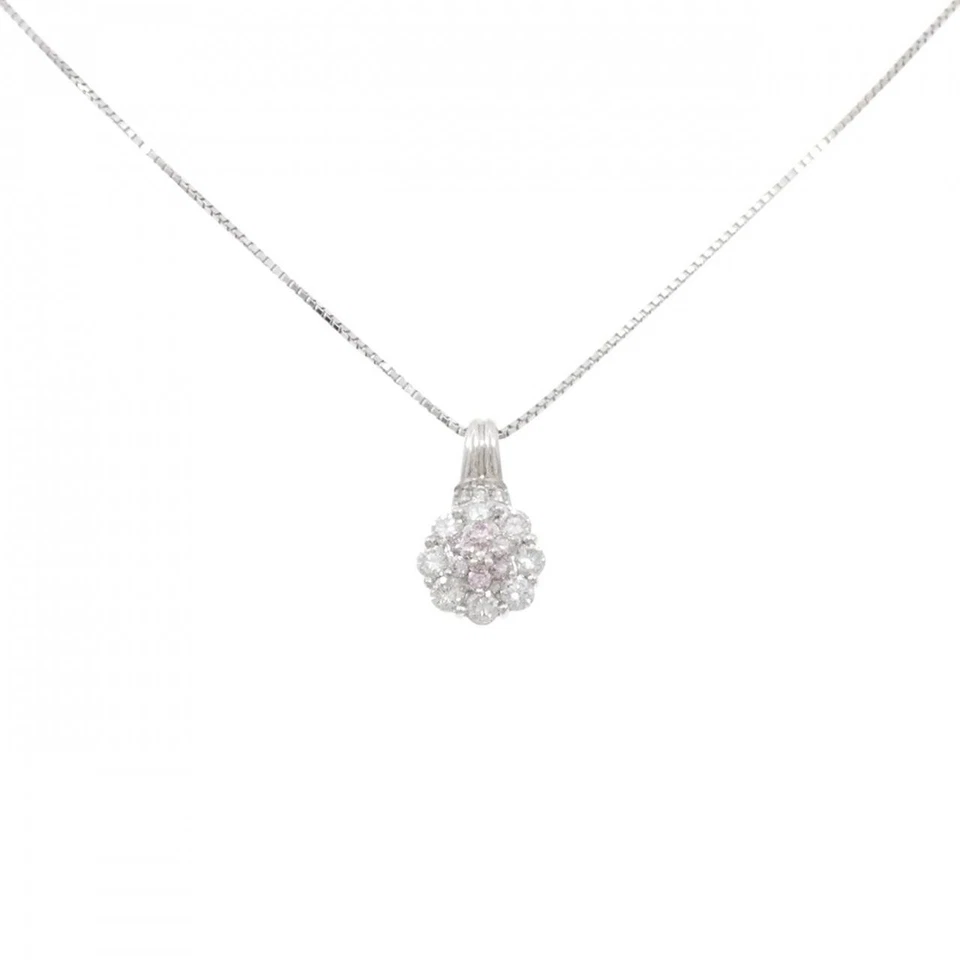 Authentic PT900 PT850 Flower Pink Diamond Necklace 0.12CT  #270-004-099-2614 - Изображение 1 из 4