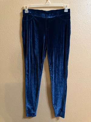TIME AND TRU VELOUR LEGGINGS SZ MEDIUM (8-10) BLUE STRETCH PULL ON - Image 1 of 3