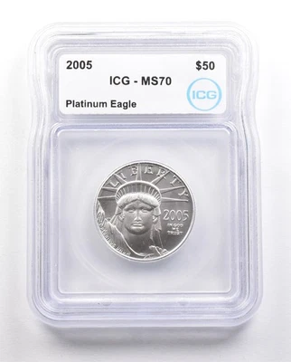 2005 $50 American Platinum Eagle 1/2 Oz 0.5 Oz Platinum MS70 ICG *5873 - Image 1 of 3
