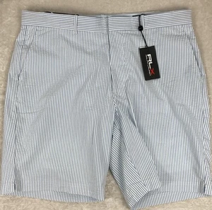 Pantalones Cortos Chinos Ralph Lauren RLX Golf Seersucker Rayas Azul Talla 36 Nuevos con Etiquetas - Imagen 1 de 10