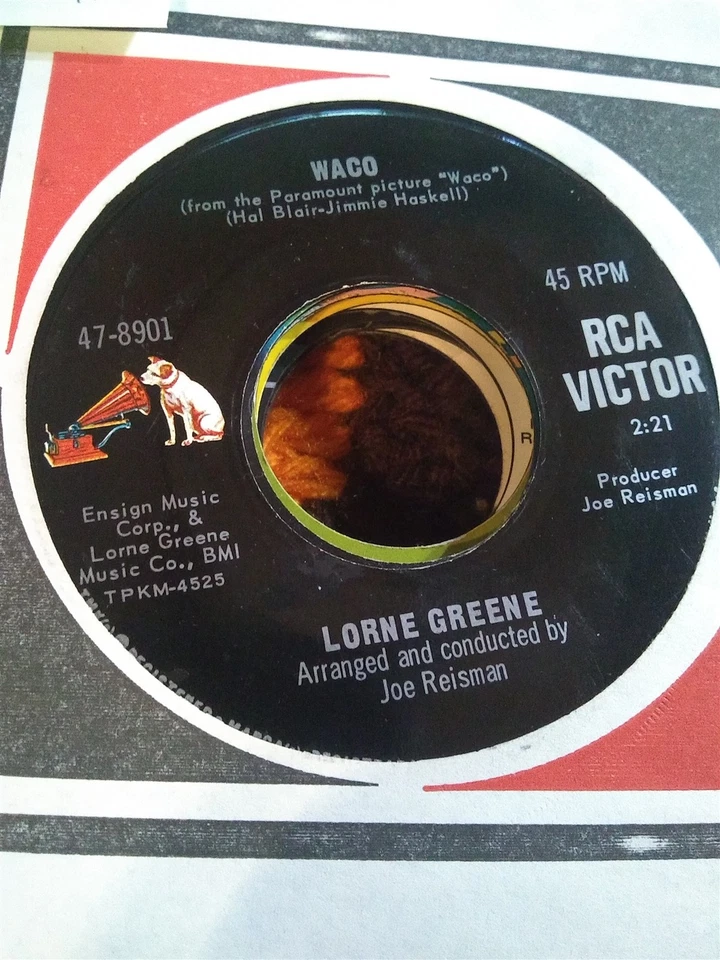 Lorne Greene, Waco ~ 1966 RCA Victor 45 +sleeve Foto 1 de 1