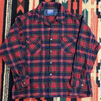 VTG Pendleton Wool Board Shirt Size 2XL Flap Pockets Loop Collar Plaid Flannel - Image 1 of 4