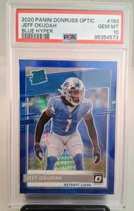 Jeff Okudah 2020 Panini Donruss Optic #193 Blue Hyper Detroit PSA 10 💎 💎 💎  - Bild 1 von 2