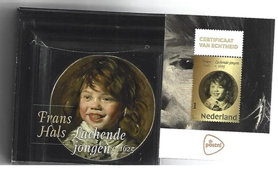 Netherlands 2025  GOLD STAMP Frans Hals painting Laughing boy +BOX+CERT.  mnh - Image 1 of 2