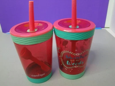 Pair of Contigo Kids Spill-Proof 14oz Tumbler with Straw Cups BPA Free | Used - Image 1 of 4