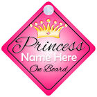 Princess on Board Personalised Girl Baby/Child Car Sign - Choice of designs! 