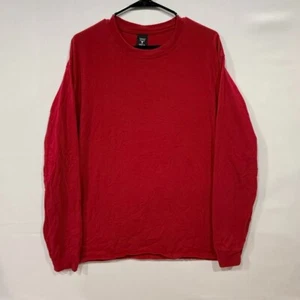 Hanes Beefy-T Men's Long Sleeve T-Shirt XL Red Heavyweight Cotton Crewneck - Picture 1 of 5