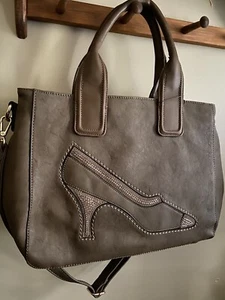 Dudlin Ladies Italian Brown High Heel Sequin Handbag w/ Shoulder Strap NWT - Picture 1 of 9