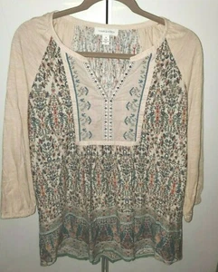 VINTAGE AMERICA Boho besticktes TUNIKA TOP Gr. Medium M - Bild 1 von 3