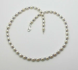 Freshwater pearl chain with Tanzanite in 46.5 cm length - Picture 1 of 2