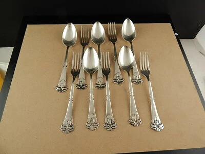 ANTICHE 10 POSATE LIBERTY ART NOUVEAU ARGENTATE ARGENTO 925 SHEFFIELD CESELLATE  - Immagine 1 di 4