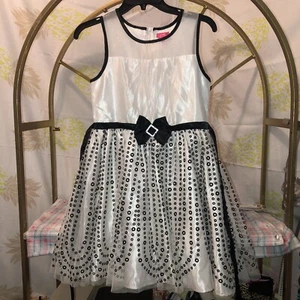 Pinky Girl's Black And Off White Dress Size 12 Lace Layered Holiday/ EUC - Picture 1 of 7