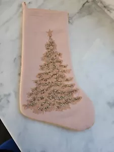 Calza albero di Natale Christian Siriano rosa blush con perline - Foto 1 di 5