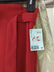 H&M Red Long Flowy Pants Size 0 - Picture 1 of 3