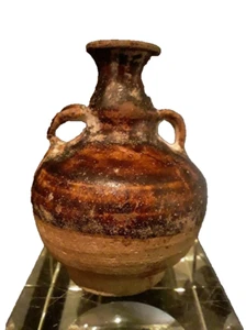 Swankhaloc brown glazed Lug Handled Mini Glazed Urn - Picture 1 of 9