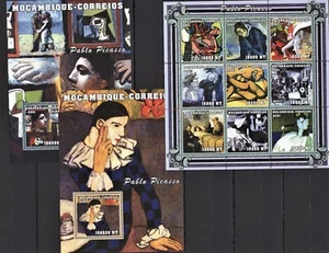 MOZABIQUE 2001 MOSAMBIK PABLO PICASS0 VISUELL KUNST BRIEFMARKEN S/S 2 M/S MNH** - Bild 1 von 1