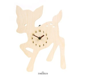 Deer Fawn Wooden Wall Clock Vintage Retro Art Design Unique Home Decor Interior - Picture 1 of 4