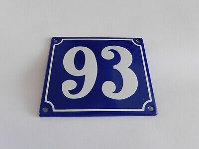 Old French Blue Enamel Porcelain Metal House Door Number Street Sign / Plate 93 • 39.95$