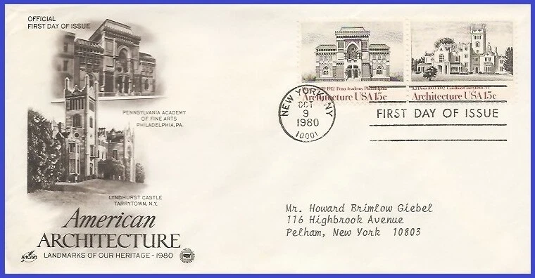 USA5 #1840 ADDR PCS ARTCRAFT FDC STR2  American Architecture Penn Academy - Image 1 of 1