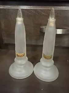 Vintage Sweet Pea Perfume Bottle Frosted Glass Candle Candlestick 6.5” Tall - Picture 1 of 4