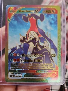 Garchomp V Rainbow Foil Fan Art Textured Collector Pokemon Card HP200 Sonic Stri - Picture 1 of 5