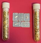 (5x) Pure .999 Fine Silver Bars Bullion Lot & Vials Gold Flakes