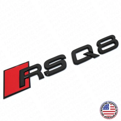 Audi RS Q8 Gloss Black Rear Letter Liftgate Badge Trunk Emblem Badge Logo Sport  — 第 1/4 张图片