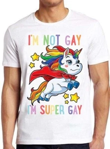 Unicorn Super Gay Pride LGBT LGBTQ Ally Rainbow Flag Funny Gift T Shirt M955 - Picture 1 of 1