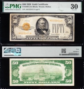 AWESOME *RARE* Crisp Choice VF++ 1928 $50 GOLD CERTIFICATE! PMG 30! TC65 - Picture 1 of 3