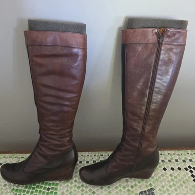 Chie Mihara Wedge Boots Two Tone  Brown Long Size 37.5 - Image 1 of 4