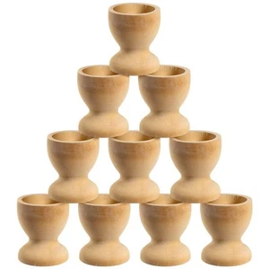 10Pcs Wooden Egg Cups Spring Easter Party Unpainted Easter Egg Holders Wooden... - Picture 1 of 8