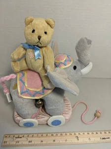 Cherished Teddies Pull A Long Limited Edition Bear and Elephant Plush with Tags - Picture 1 of 13