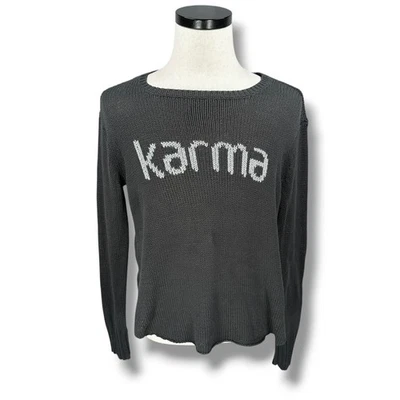 Wooden Ships Karma Sweater Women’s S/M Small Medium Dark Gray Knitted Pullover - Image 1 of 4