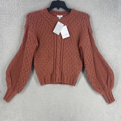 Suéter Love Fire para mujer pequeño tejido con cable manga globo óxido nuevo con etiquetas Nordstrom Foto 1 de 4