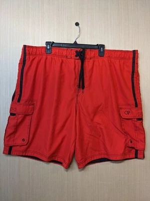 Pantalones cortos de carga OP Ocean Pacific para hombre 3XL rojo negro forrados de malla Foto 1 de 4
