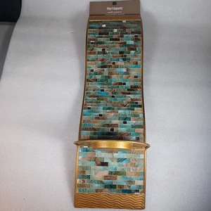 Pier 1 Chandelier Mural Mosaic Wall Sconce Aqua Gold Green Candle Holder 2579482 - Picture 1 of 7