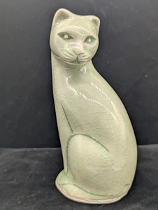 Statua statuina pantera gatto Celadon smalto crepitante verde Baan Celadon 4,75" - Foto 1 di 14