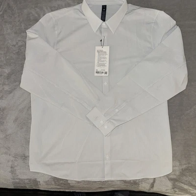 🔥NWT Men’s Lululemon New Venture Classic-Fit LS Shirt –XXLARGE – Wht/Blu Stripe - Image 1 of 4