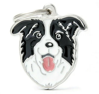 Border Collie Dog ID Tag (03N) - Engraved FREE - Personalised Charm Keyring - Image 1 of 3