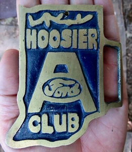 "Fibbia Cintura Vintage HOOSIER FORD CLUB 1983 INDIANA AUTO Distintivo 4" ENORME 3D RARA IN OTTIME CONDIZIONI+ - Foto 1 di 4